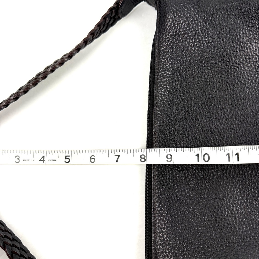 Brighton Handbag Black Brown Leather Shoulder Bag Purse Bag Charm Silver Accent - Picture 15 of 16